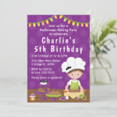 ハロウィーンベーキング誕生日ブラウンヘアボーイ招待 招待状 (スタンド正面)