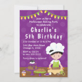 ハロウィーンベーキング誕生日ブラックヘアボーイインベンション 招待状 (正面)