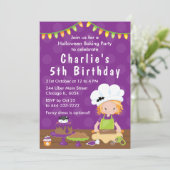 ハロウィーンベーキング誕生日レッドヘアガール招待状 招待状 (スタンド正面)