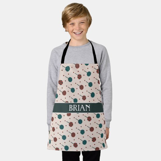 ハロウィーンベージュ赤パタミニマルーン エプロン (着用した状態)