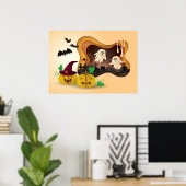 ハロウィーンペーパーカット墓地幽霊たち ポスター (ホームオフィス)