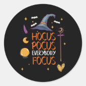 ハロウィーンホクスポッカスエベイルフォーカスおもしろい先生 ラウンドシール (正面)