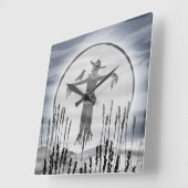 ハロウィーンホラーかかしアクリルウォールクロック スクエア壁時計 (傾斜)