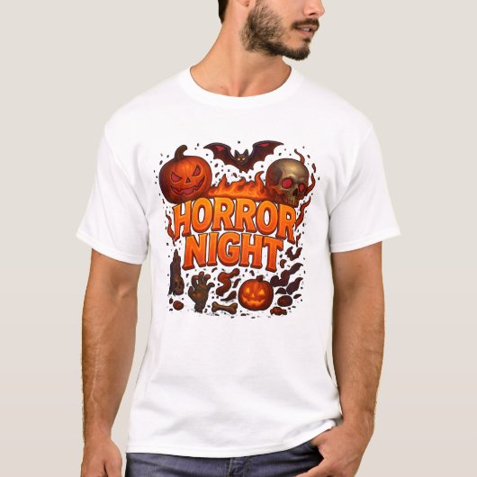 ハロウィーンホラーの夜火服クール Tシャツ (正面)