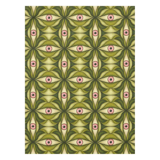 ハロウィーンホラーアイズグリーンクリーミーな気さくなゴシック テーブルクロス (正面)