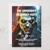 ハロウィーンホラーパーティーゾンビの生き物の漫画 招待状 (正面)