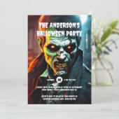 ハロウィーンホラーパーティーゾンビの生き物の漫画 招待状 (スタンド正面)