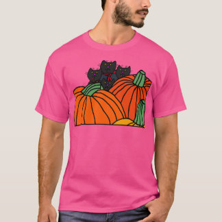 ハロウィーンホラーヴァンパイア猫とカボチャ Tシャツ