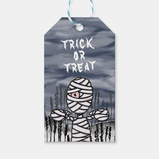 ハロウィーンホラー不気味なミイラのトリックまたは治療 ギフトタグ (正面)