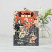 ハロウィーンホラー映画ナイトレトロポスター 招待状 (スタンド正面)