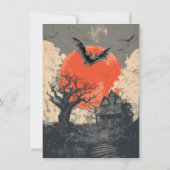 ハロウィーンホラー映画ナイトレトロポスター 招待状 (裏面)