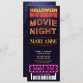 ハロウィーンホラー映画パーティーチケットパス誕生日 招待状 (正面/裏面)