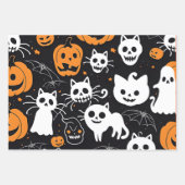ハロウィーンホリデーカボチャ幽霊ブラックキャットスカル ラッピングペーパーシート (正面3)