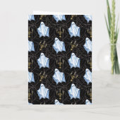 ハロウィーンホワイトシート幽霊とCobwebsゴシック黒 シーズンカード (裏面)