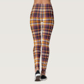 ハロウィーンホワイト、オレンジ、紫のプレイドパターン レギンス (裏面)