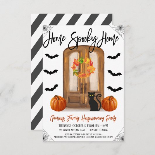 ハロウィーンホーム不気味ホーム招待状 招待状 (正面/裏面)