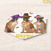 ハロウィーンボクサー犬の動物の子犬の愛犬ペットオーナー ペーパーコースター (アングル)