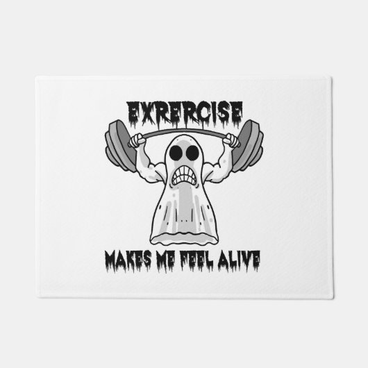 ハロウィーンボディビルダージムフィットネス-幽霊トレーニング ドアマット (正面)