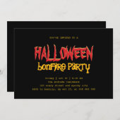 ハロウィーンボンファイア10代のパーティー屋外ブラックイエロー 招待状 (正面/裏面)