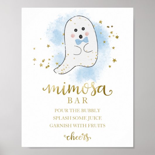 ハロウィーンボーイベビーシャワーミモザバーサイン ポスター (正面)