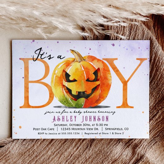 ハロウィーンボーイベビーシャワー招待状 招待状