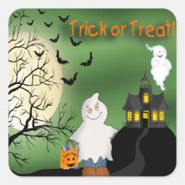 ハロウィーンボーイ幽霊スクエアステッカー スクエアシール