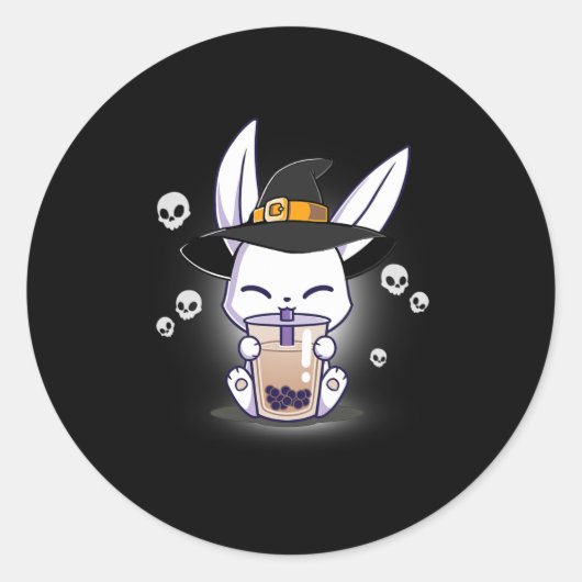 ハロウィーンボーバニーかわいいアニメウィッチバニーボー ラウンドシール (正面)