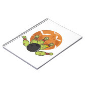 ハロウィーンボーリングゾンビピンこうもりボウリングをする人、 クリケットの投手ギフト ノートブック (左側)