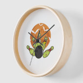 ハロウィーンボーリングゾンビピンこうもりボウリングをする人、 クリケットの投手ギフト 壁時計 (傾斜)