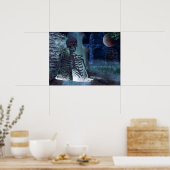 ハロウィーンポスター – 怖いスケルトンのポスター ポスター (キッチン)