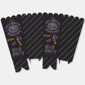 ハロウィーンポップコーンボックス – ブラック&パープルカボチャ フェイバーボックス (見開き)