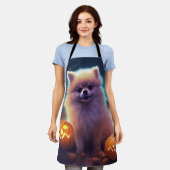 ハロウィーンポメラニア犬カボチャ怖 エプロン (着用した状態)