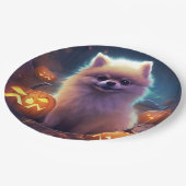 ハロウィーンポメラニア犬カボチャ怖 ペーパープレート (アングル)