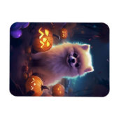 ハロウィーンポメラニア犬カボチャ怖 マグネット (横)