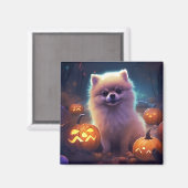 ハロウィーンポメラニア犬カボチャ怖 マグネット (正面/裏面)