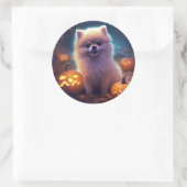 ハロウィーンポメラニア犬カボチャ怖 ラウンドシール (バッグ)