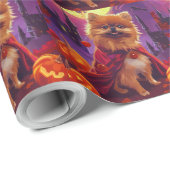 ハロウィーンポメラニア犬ヴァンパイアパンプキンズホラー ラッピングペーパー (ロールコーナー)