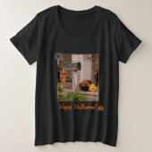 『ハロウィーンポーチ』レディースプラスサイズTシャツ プラスサイズTシャツ (デザイン正面)