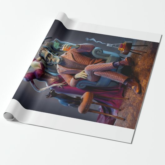 ハロウィーンポートレート、怪物、花嫁 ラッピングペーパー (アンロールド)