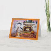 ハロウィーンマぶら下がったウスのこうもり装飾水彩 カード (正面)