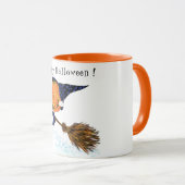 ハロウィーンマグウィッチカボチャ飛んでいるブロムおもしろい マグカップ (正面右)