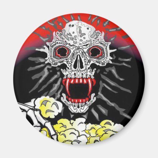 ハロウィーンマグネット食べスケルトンのバター付きポップコーン マグネット (正面)