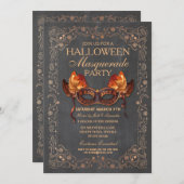 ハロウィーンマスカレードチョークボールゴシック 招待状 (正面/裏面)