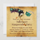 ハロウィーンマスカレードパーティー黒青白 招待状 (裏面)