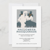 ハロウィーンマスカレード幽霊と墓パーソナライズされた 招待状 (正面)