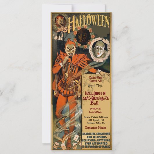 ハロウィーンマスカレード招待状テンプレート (正面)