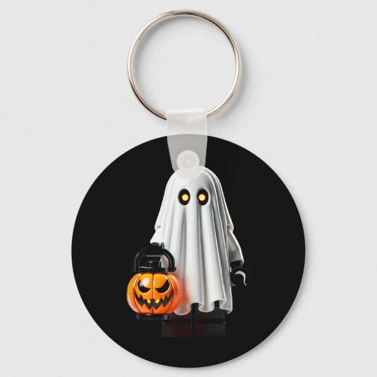 ハロウィーンマスタービルダー幽霊キッズ建物ブロック キーホルダー (正面)