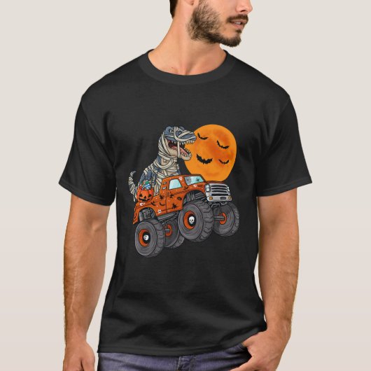 ハロウィーンママTレックスモンスタートラック少年たち10代の Tシャツ (正面)