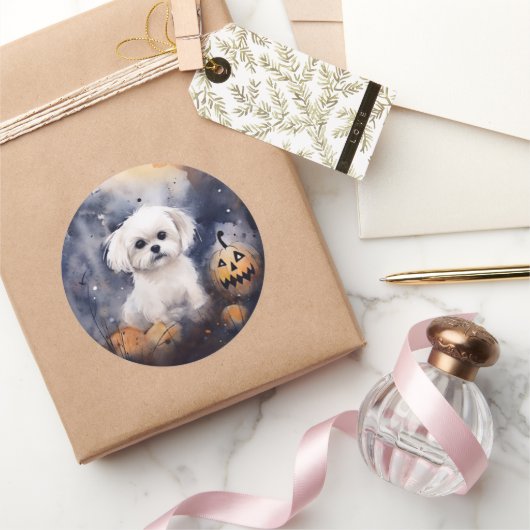 ハロウィーンマルチーズカボチャ怖 ラウンドシール (ギフト)