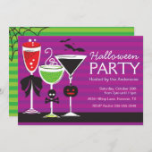 ハロウィーンマルティーニディナーパーティの招待状 招待状 (正面/裏面)